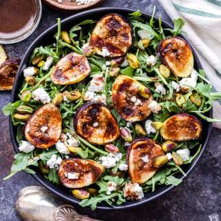 Grilled Fig, Goat Cheese and Pistachio Salad