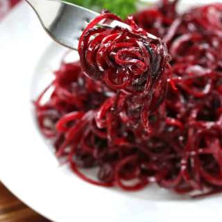 Roasted Spiralized Beets with Honey Mustard Vinaigrette