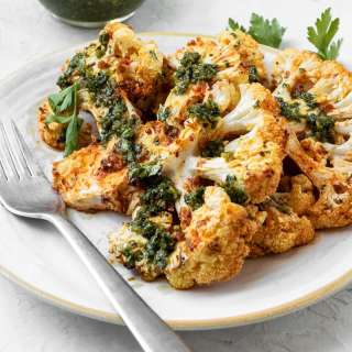 Roasted Cauliflower Steaks with Harissa and Chermoula
