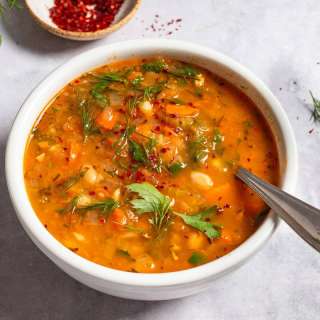 Mediterranean White Bean Soup with Spinach and Fresh Herbs