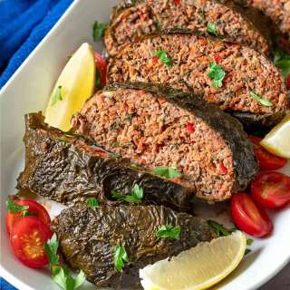 Greek Meatloaf Wrapped in Grape Leaves