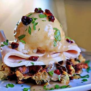 Thanksgiving Stuffed Waffles with Turkey Mashed Potatoes and Gravy