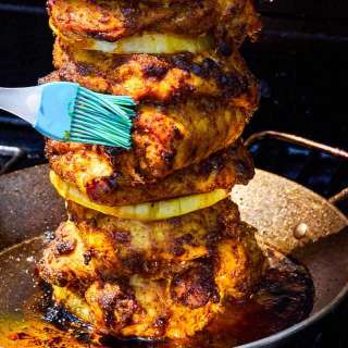 Grilled Chicken Shawarma on a Spit