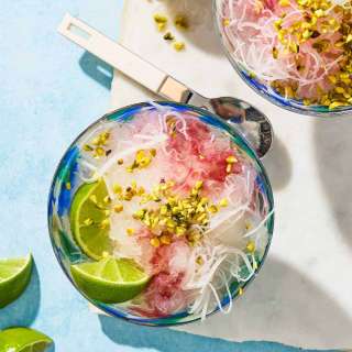 Faloodeh (Persian Rose and Lime Granita with Vermicelli)