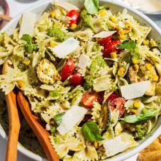 Summer Pasta Salad with Corn, Zucchini, and Basil Vinaigrette