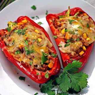 Quinoa Corn and Chorizo Stuffed Peppers