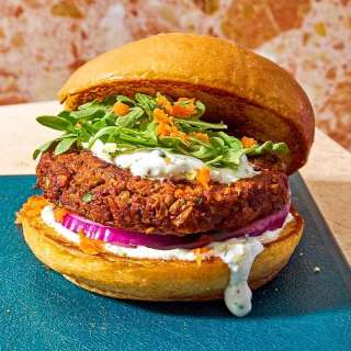 Lentil Burgers with Yogurt Herb Sauce