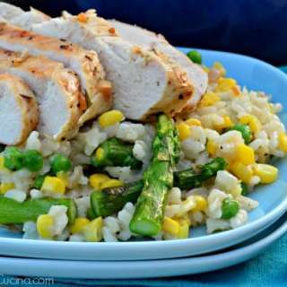 Summer Vegetable Risotto with Grilled Chicken