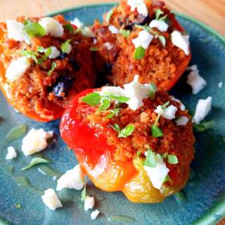 Vegetarian Mediterranean Stuffed Peppers With Bulgur