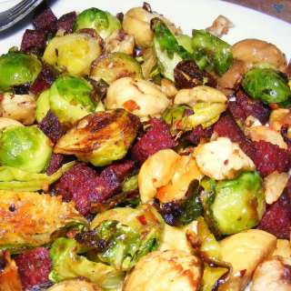 Sautéd Brussels Sprouts With Chestnuts & Sucuk
