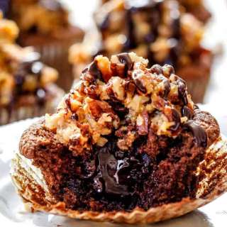 German Chocolate Cupcakes with Ganache Filling