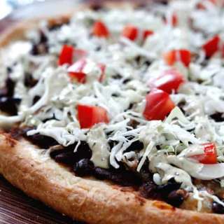 Sweet Pulled Pork Taco Pizza with Tomatillo Avocado Ranch