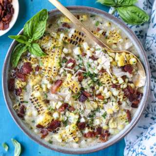 Grilled Corn, Chicken and Bacon Beer Chowder
