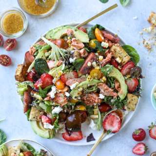 Salmon Strawberry Panzanella Salad
