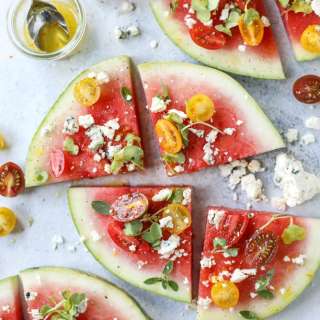 Watermelon Salad Wedges with Blue Cheese