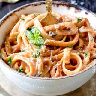 Lightened Up Sundried Tomato Fettuccine Alfredo