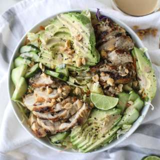 Chicken Avocado Salad with Peanut Dressing