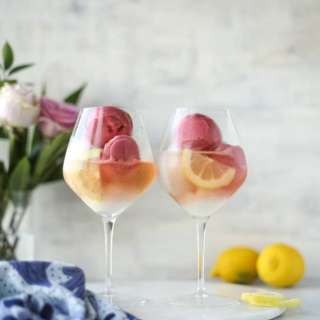Lemon Raspberry Sorbet Prosecco Float