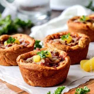 Mini Deep Dish Hawaiian Pizzas