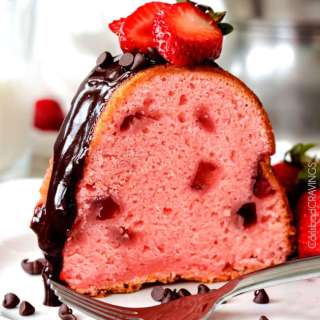 Strawberry Pound Cake with Chocolate Ganache