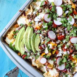 30 Minute Sheet Pan Green Chile Beef Nachos
