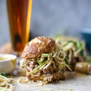 Smoky Pulled Pork Sandwiches with Spiralized Apple Slaw