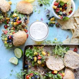 Kalua Pork Sliders with Mango Blueberry Salsa