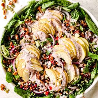 Pear Salad with Creamy Pomegranate Dressing