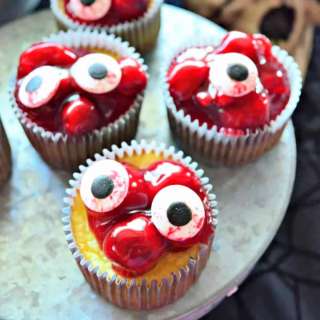 Bloody Eyeball Cherry Cheesecake Cupcakes