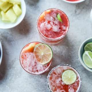 Strawberry Bottomed Pineapple Margaritas