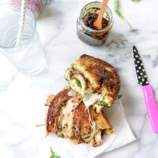 Havarti and Arugula Grilled Cheese with Smoky Bacon Jam and Triple Herb Butter