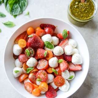 Strawberry Caprese with Pistachio Pesto