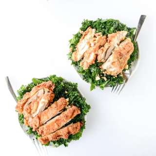 Shredded Kale Salad with Fried Chicken