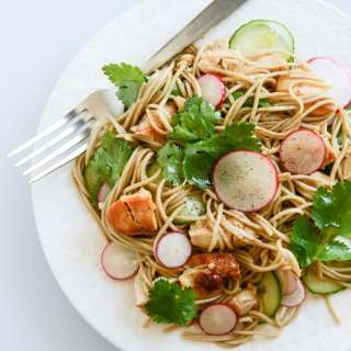 Soba Noodle Salad with Caramelized Chicken and Chili Oil