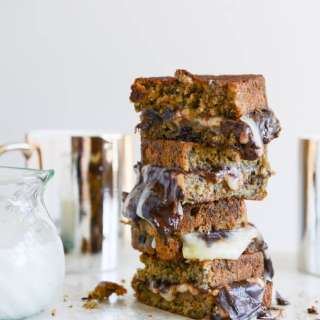 Banana Bread, Brie and Chocolate Grilled Cheese