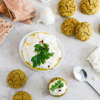 Baked Falafel with Spicy Feta Dip