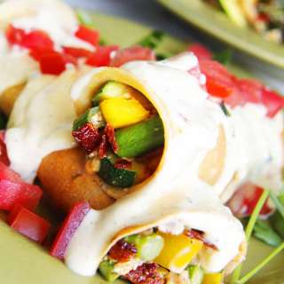 Savory Crepes with Greek Yogurt Hollandaise Sauce
