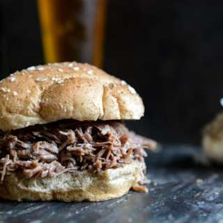 Crockpot Brown Sugar + Roasted Garlic Pulled Pot Roast Sandwiches