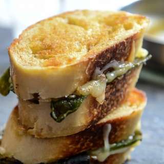 Sourdough Grilled Cheese with Roasted Poblanos, Smoked Cheddar and Curried Brown Butter