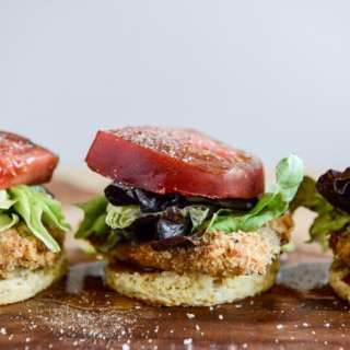 Crispy Buttermilk Baked Chicken + Corn Bread Biscuit Sliders