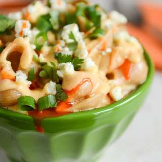 Stovetop Buffalo Chicken Shells + Cheese