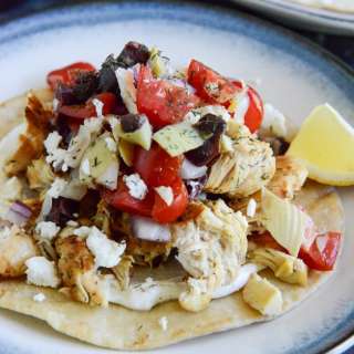 Marinated Greek Chicken Tostadas