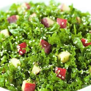 Kale and Apple Salad with Honey Ginger Dressing