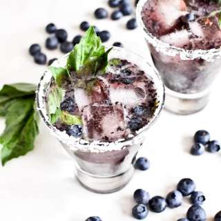 Roasted Blueberry Basil Margaritas