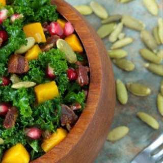 Massaged Kale and Roasted Butternut Squash Salad with Warm Apple Cider Dressing