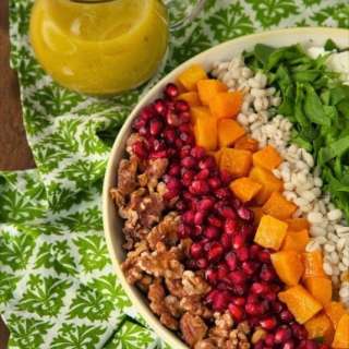 Roasted Butternut Salad with Barley and Candied Bacon