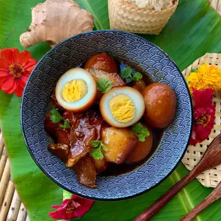 Easy Tom Khem Recipe (Lao Braised Pork With Eggs)