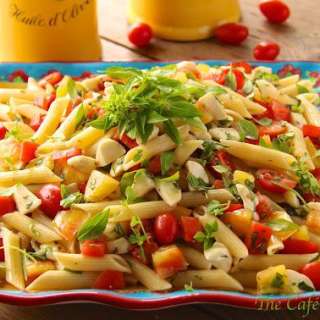 Penne Pasta Salad with Fresh Mozzarella and Heirloom Tomatoes