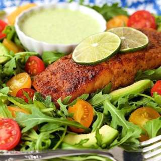 Mexican Sugar-Seared Salmon Salad