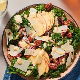 Tahini Kale Salad with Roasted Honey Pecans